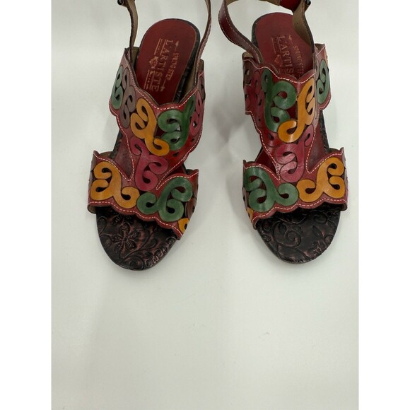 GORGEOUS L’artiste by Spring Step Ketta Red Leather Heeled Open Toe Sandals 38 - Picture 3 of 9